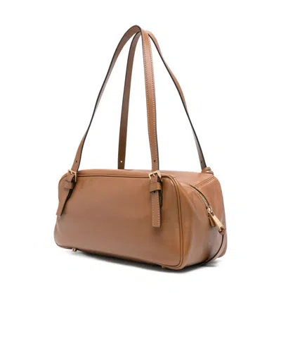 Versace Medium Tag Shoulder Bag In Brown