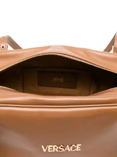Versace Medium Tag Shoulder Bag In Brown