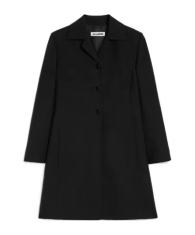 Jil Sander Wool Twill Coat In Black