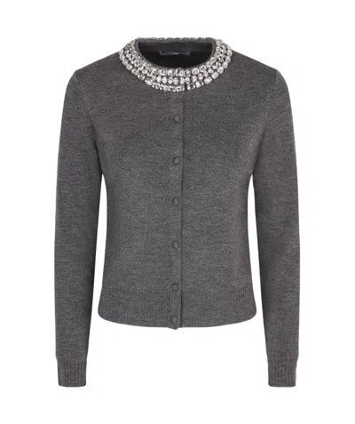 Veronica Beard Womens Dark Heather Grey Daro Crystal-embellished Wool Cardigan Xs In Gray