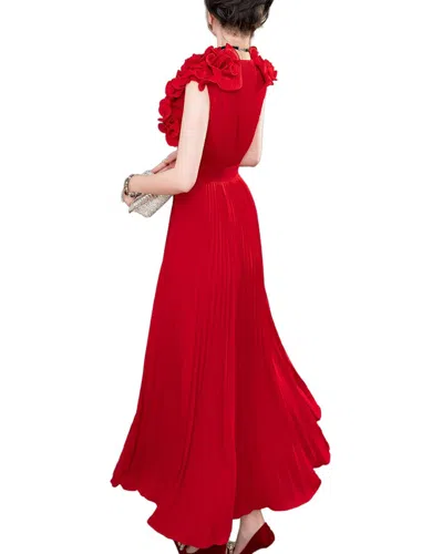 Burryco Red Solid Maxi Dress In Red