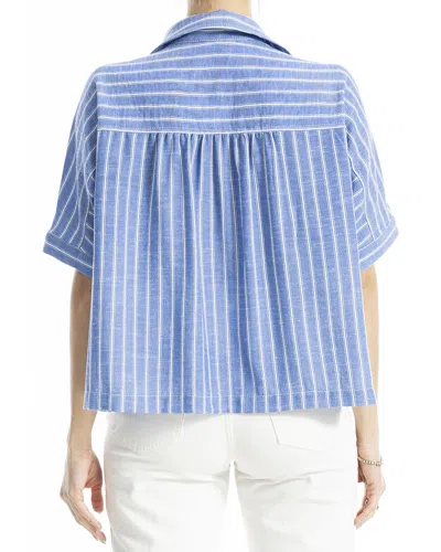 Max Studio Collared Button-front Blouse In Blue