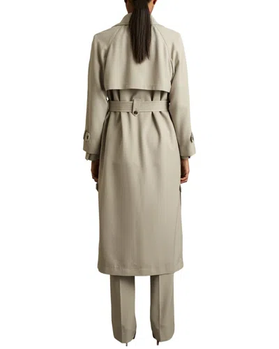 Reiss Neutral Wool-blend Double-breasted Trench Coat In Green