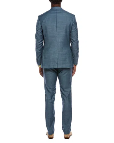 Canali 2pc Wool Suit With Flat Front Pant In Blue
