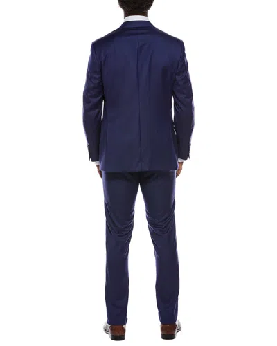 Canali 2pc Wool Suit With Flat Front Pant In Blue