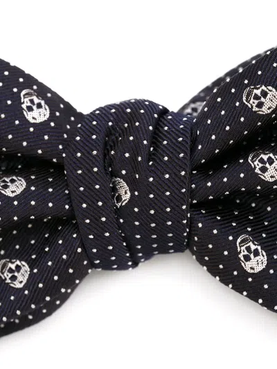 Alexander Mcqueen Skull Patterned Bow Tie In Black
