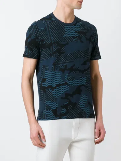 Neil Barrett Patterned Camouflage T-shirt In Blue