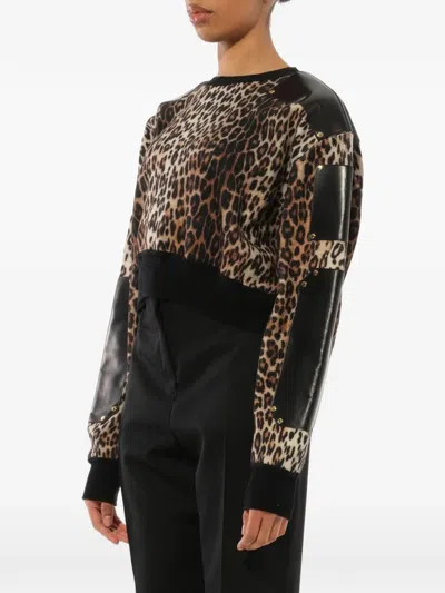Givenchy Leather Panel Cropped Jumper In Multi