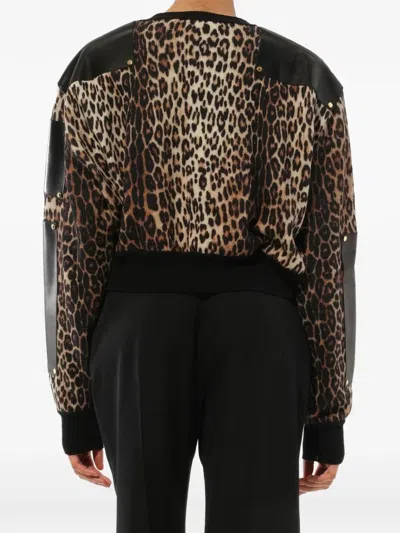 Givenchy Leather Panel Cropped Jumper In Multi