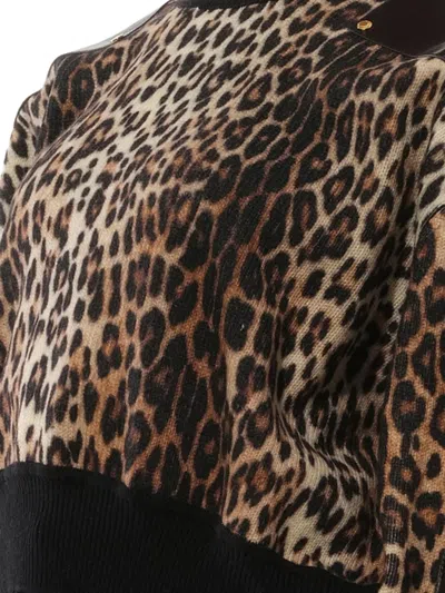 Givenchy Leather Panel Cropped Jumper In Multi