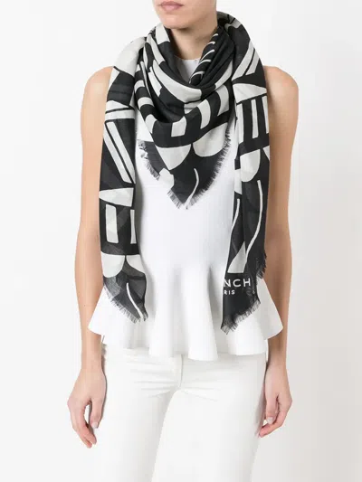 Givenchy Geometric Pattern Scarf In Black
