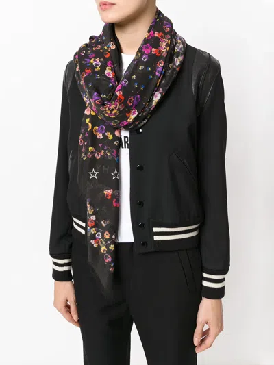 Givenchy Night Pansy Print Shawl In Black