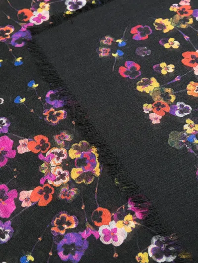 Givenchy Night Pansy Print Shawl In Black