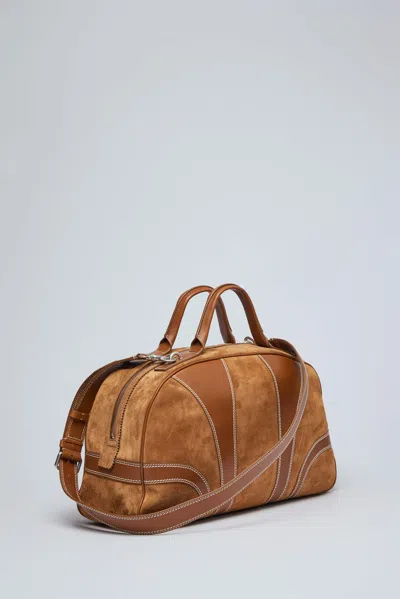 Dries Van Noten Leather-trimmed Suede Duffel Bag In Brown