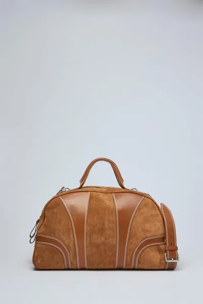 Dries Van Noten Leather-trimmed Suede Duffel Bag In Brown