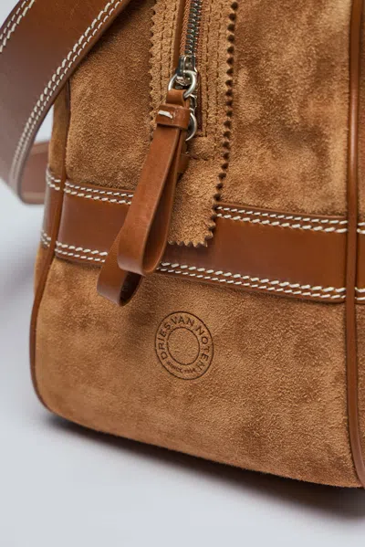 Dries Van Noten Leather-trimmed Suede Duffel Bag In Brown