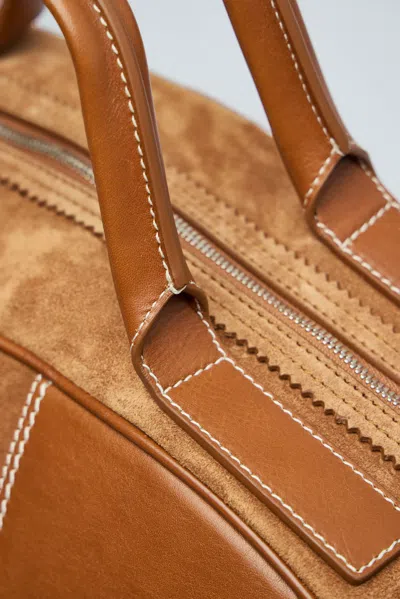 Dries Van Noten Leather-trimmed Suede Duffel Bag In Brown