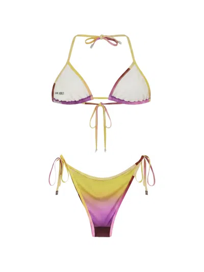 Attico Gradient-effect Triangle Bikini In Yellow