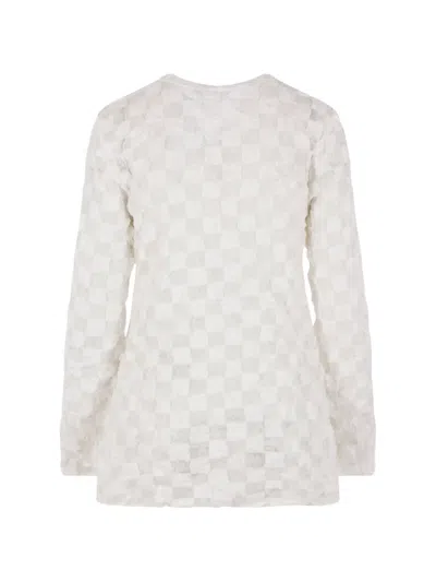 Comme Des Garçons Check-pattern Textured Top In White