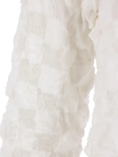 Comme Des Garçons Check-pattern Textured Top In White