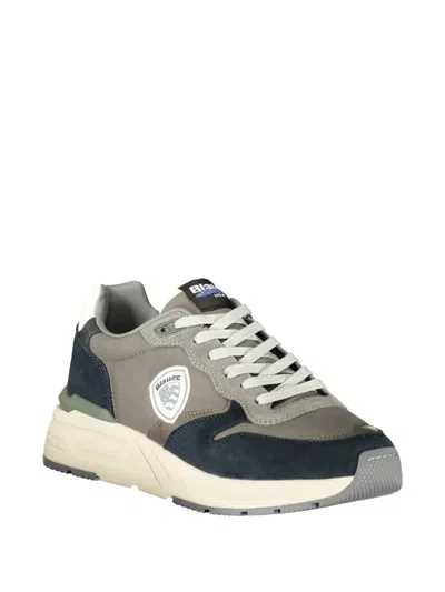 Blauer Colour-block Leather Sneakers In Gray