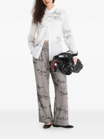 Desigual Paradise Oversize Cotton Button-up Shirt In White