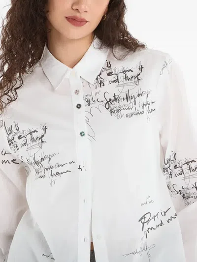 Desigual Paradise Oversize Cotton Button-up Shirt In White