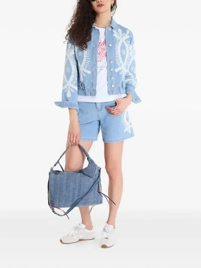 Desigual Denim Jacket With Embroidery In Blue