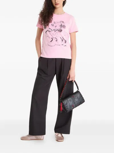 Desigual Heart-print Short-sleeve T-shirt In Pink