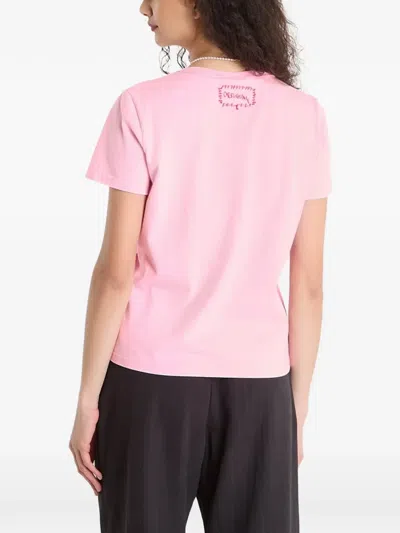 Desigual Heart-print Short-sleeve T-shirt In Pink