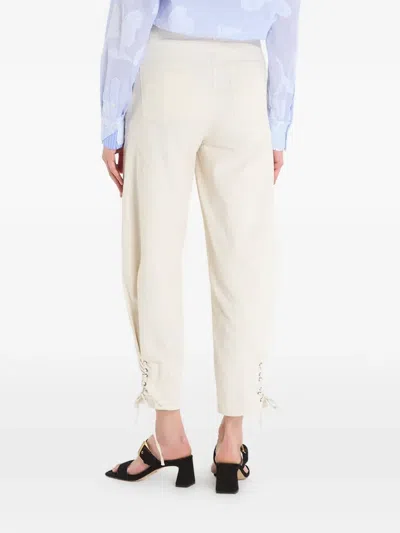 Desigual Lace-up Tapered Trousers In White