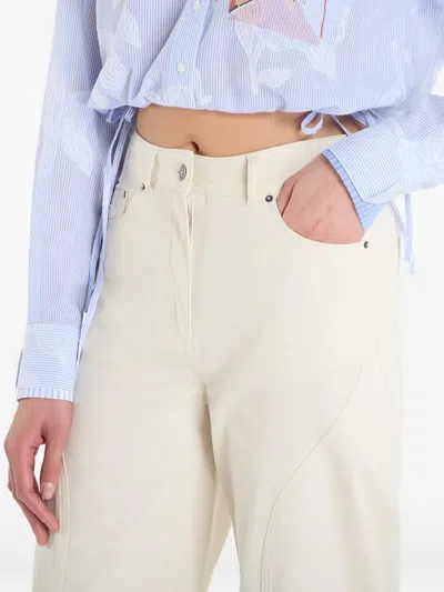 Desigual Lace-up Tapered Trousers In White