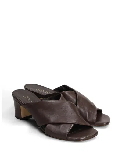 Julie Dee Crossover-strap Mules In Brown