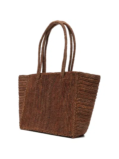Mc2 Saint Barth Medium Raffia Shoulder Bag In Brown