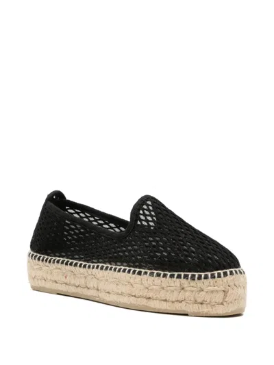 Manebi Mesh-knit Platform Espadrilles In Black