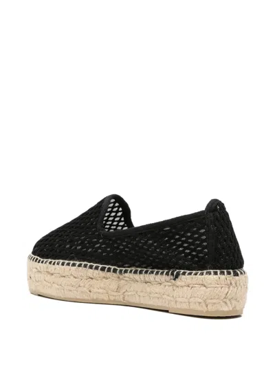 Manebi Mesh-knit Platform Espadrilles In Black