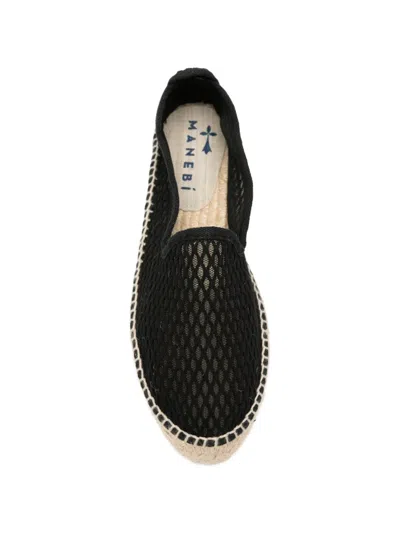 Manebi Mesh-knit Platform Espadrilles In Black