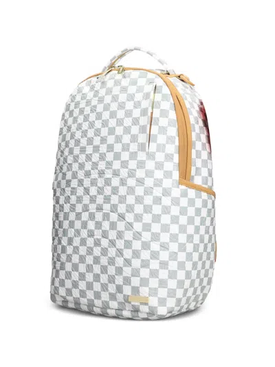 Sprayground Check-pattern Embossed Backpack In White