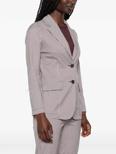 Carla G. Gingham-check Notched-lapels Jacket In Gray