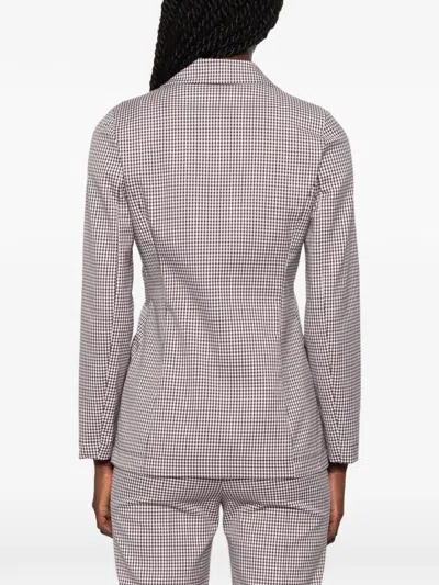Carla G. Gingham-check Notched-lapels Jacket In Gray