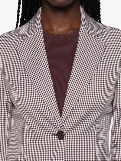 Carla G. Gingham-check Notched-lapels Jacket In Gray