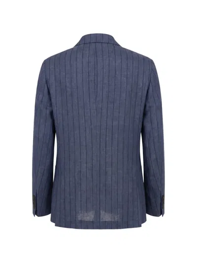 Drumohr Pinstripe-pattern Double-breasted Blazer In Blue