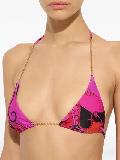 Pucci Orchidee-print Triangle Bikini Top In Multi