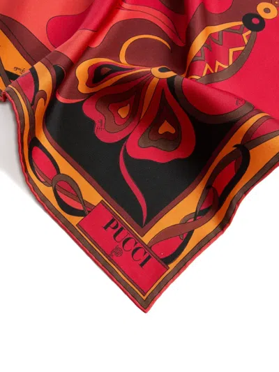 Pucci Printed Square Scarf In Red