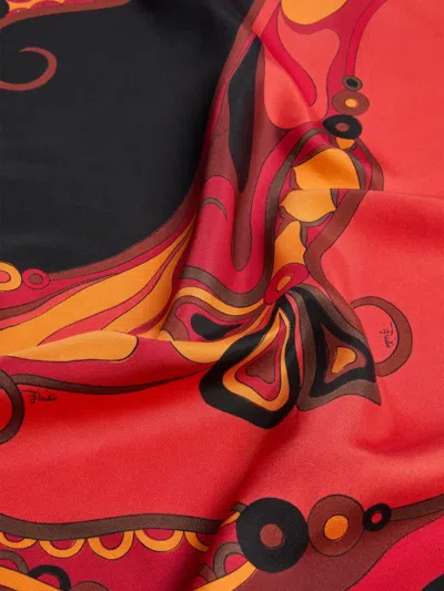 Pucci Printed Square Scarf In Red