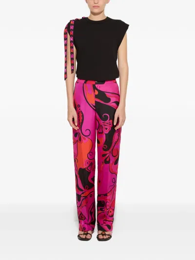 Pucci Orchidee-print Silk Pants In Multi