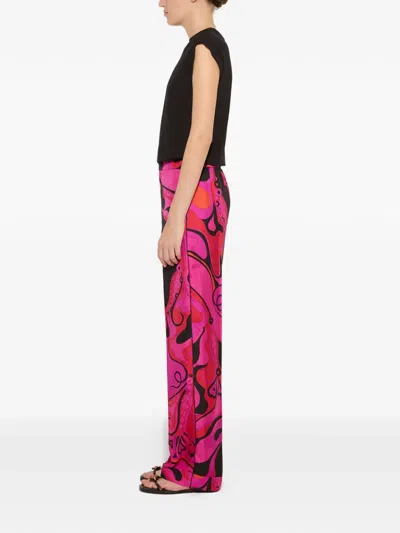 Pucci Orchidee-print Silk Pants In Multi