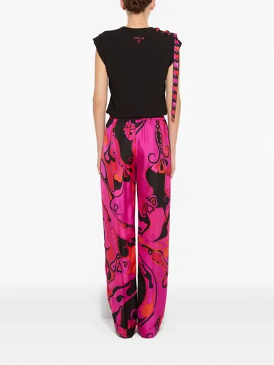 Pucci Orchidee-print Silk Pants In Multi