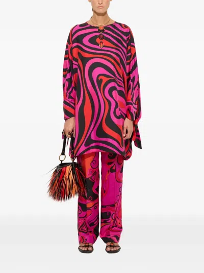 Pucci Marmo Print Silk Kaftan In Multi