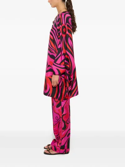 Pucci Marmo Print Silk Kaftan In Multi